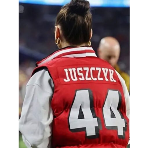 49ers Kristin Juszczyk Red Puffer Vest - Image 2