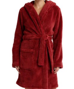 Aarti Faux Shearling Red Hooded Robe