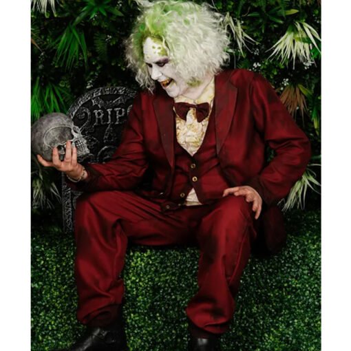 Beetlejuice Wedding Halloween Maroon Suit - Image 3