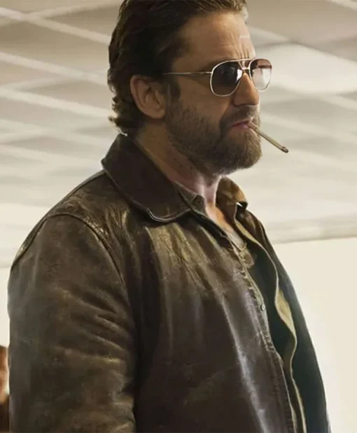 Den Of Thieves 2 Pantera Gerard Butler Leather Brown Jacket - Image 3