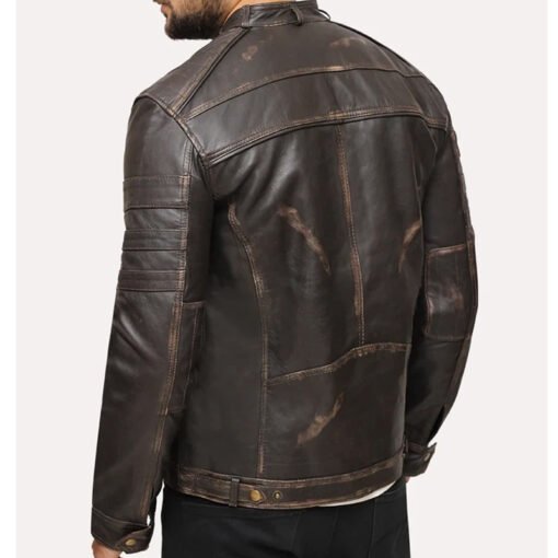 Distressed Vintage Brown Leather Jacket - Image 5