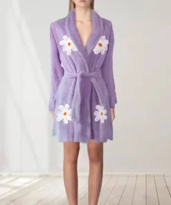 Falling Daisy Purple Bathrobe