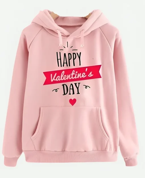 Happy Valentines Day Pink Hoodie