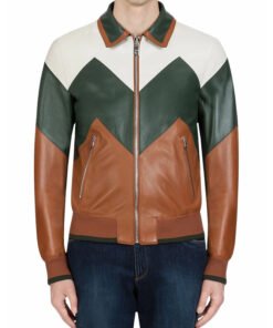 Ivan Multi Color Bomber Leather Jacket