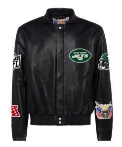 NFL New York Jets Black Leather Jacket