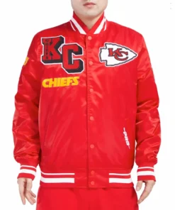 Kansas City Chiefs Mashup Full-Snap Red Satin Varsity Jacket