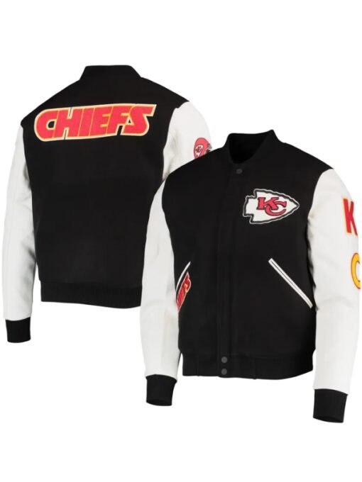 Kansas City Chiefs Black & White Varsity Jacket - Image 4