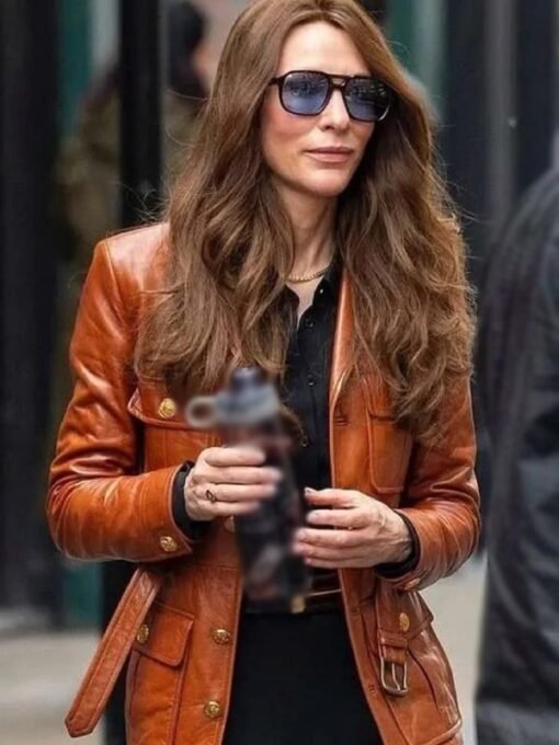 Black Bag 2025 Cate Blanchett Brown Leather Jacket - Image 6