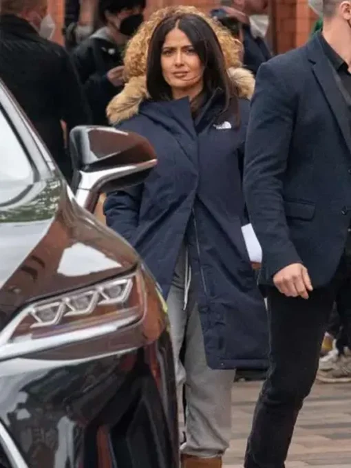 Salma Hayek Magic Mike’s Last Dance Blue Coat