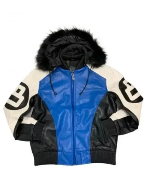 Men’s 8 Ball White Black and Blue Bomber Jacket