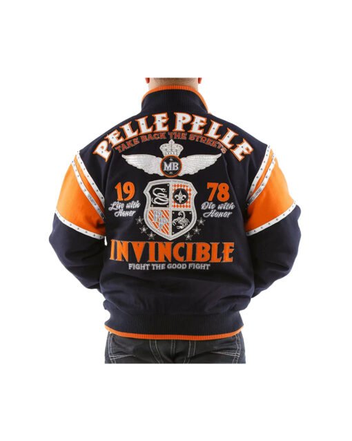 Men Navy Orange Pelle Pelle Invincible Wool Jacket