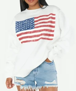 Nia Sanchez American Flag Crewneck Sweatshirt