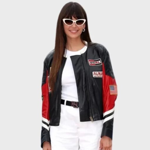 Nina Dobrev Olympics Black Leather Jacket - Image 3