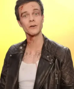 Novocaine Jack Quaid Brown Leather Quilted Jacket