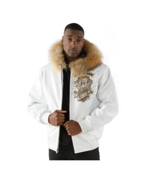Men Pelle Pelle 40th Anniversary White Fur Hooded Jacket - Image 2