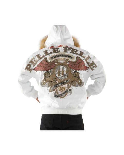 Men Pelle Pelle 40th Anniversary White Fur Hooded Jacket