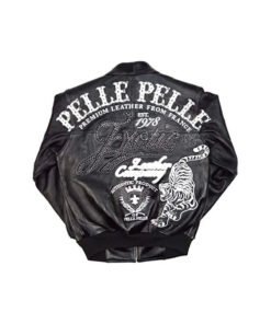 Pelle Pelle Exotic Ghost Black Bomber Leather Jacket