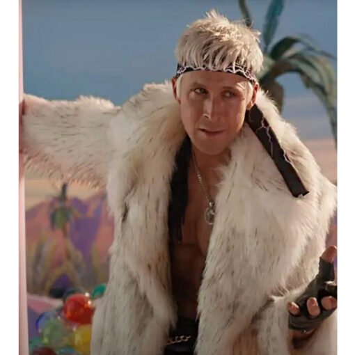 Ryan Gosling Whit Fur Coat - Image 7
