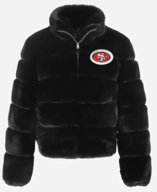 San Francisco 49ers Cuce Black Fur Jacket - Image 2