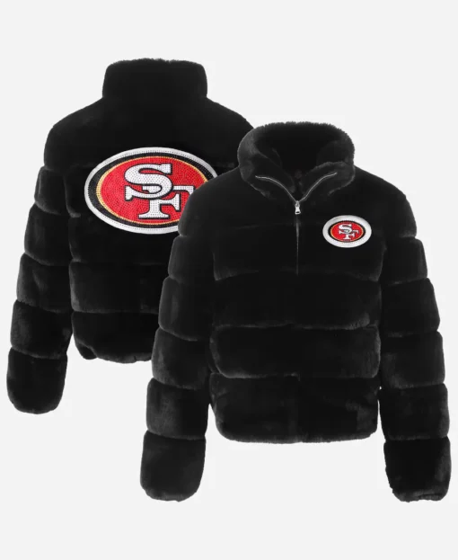 San Francisco 49ers Cuce Black Fur Jacket