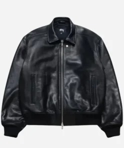 Stussy Flight Leather Black Jacket