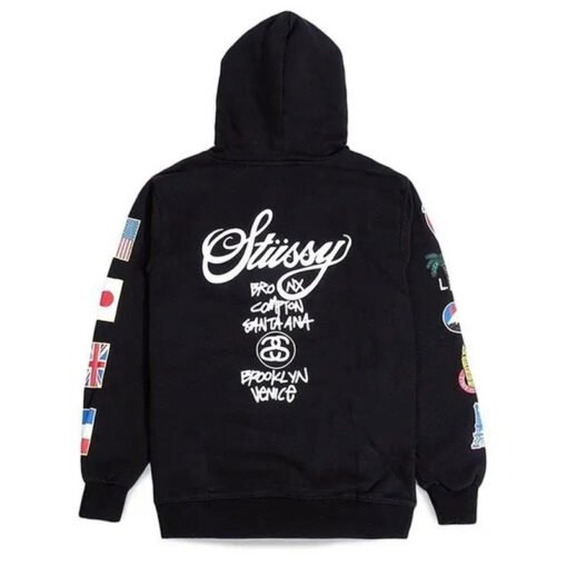 Stussy World Flags Black Hoodie - Image 2