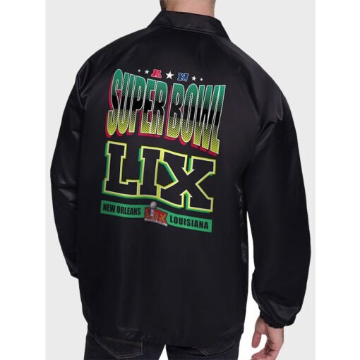 Super Bowl LIX Starter Black Coaches Varsity Jacket - Image 2