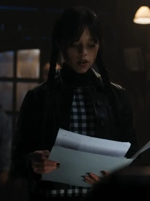 Jenna Ortega Wednesday Addams Leather Jacket - Image 3