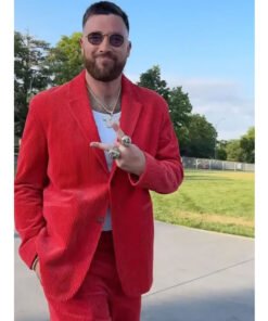 Travis Kelce Ring Ceremony Red Suit