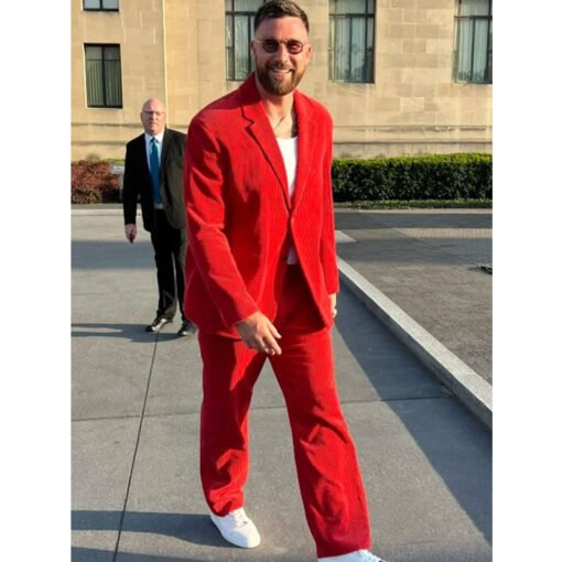 Travis Kelce Ring Ceremony Red Suit - Image 2