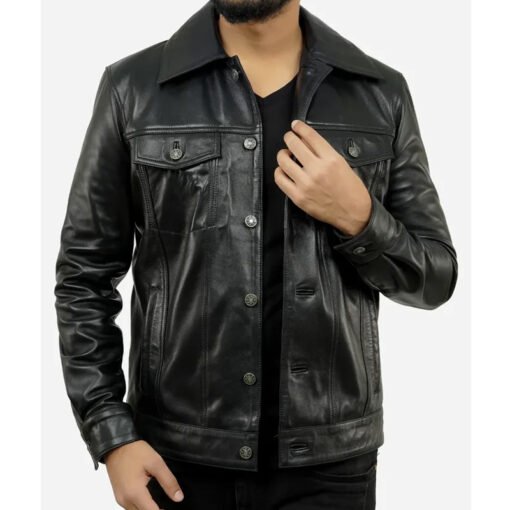 Trucker Leather Jacket - Image 3