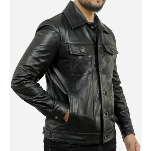 Trucker Leather Jacket - Image 4