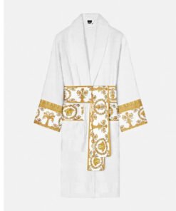 Unisex White Versace Bath Robe