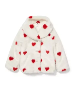 Valentine Red and White Fur Jacket