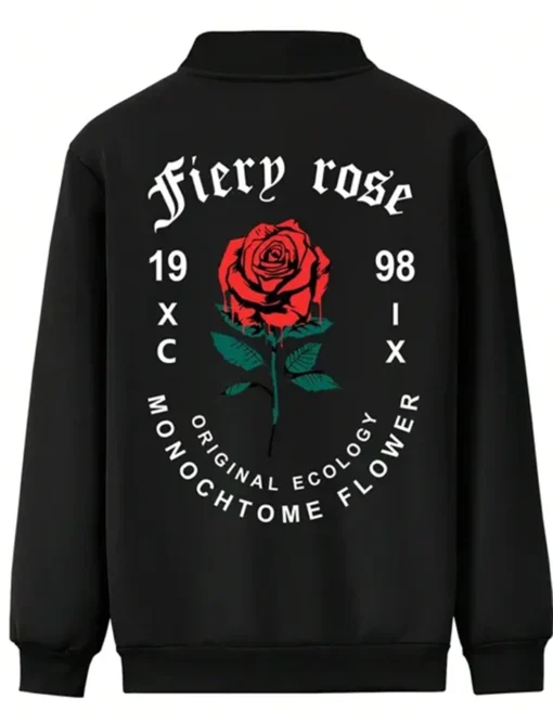 Valentine’s Day Men Romantic Rose Black Jacket
