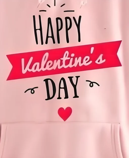 Happy Valentines Day Pink Hoodie - Image 2