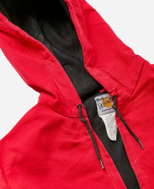 Vintage Carhartt Red Hooded Bomber Jacket - Image 3