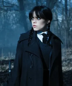 Wednesday Jenna Ortega Black Trench Coat
