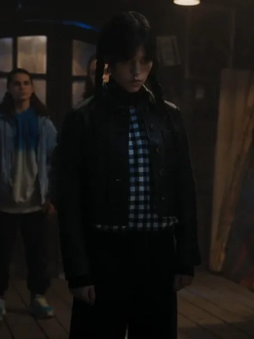 Jenna Ortega Wednesday Addams Leather Jacket - Image 2