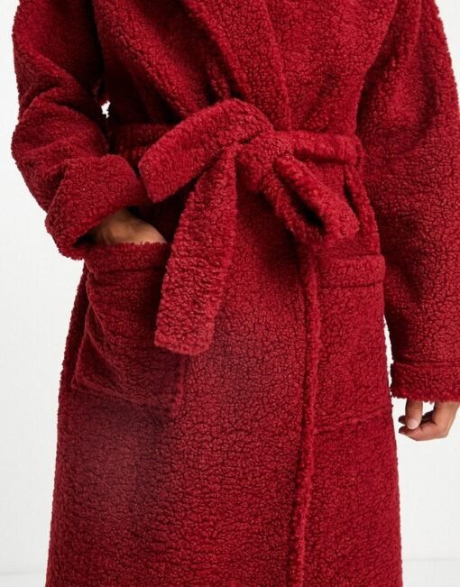 ASOS DESIGN Dressing Gown in Red Robe - Image 4