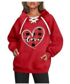 Valentine Day Red Check Heart Hoodie