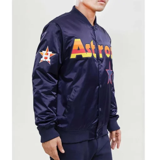 Wordmark Houston Astros Bomber Satin Jacket - Image 4