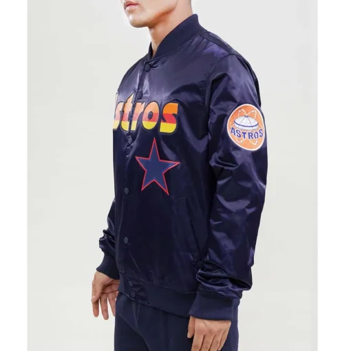 Wordmark Houston Astros Bomber Satin Jacket - Image 3
