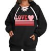 Valentine Day Black Lace Up Love Hoodie