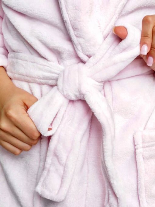 Simple Light Pink Bathrobe - Image 3