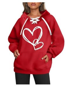 Valentine Day Red Lace Up Hoodie
