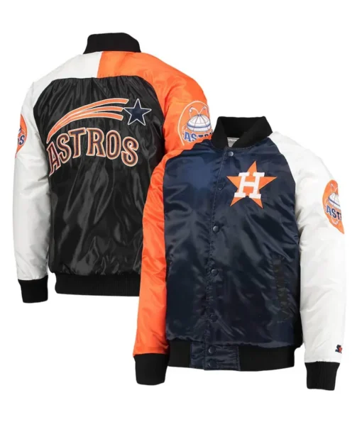 Houston Astros Navy/Orange Satin Tri-Color Jacket - Image 4